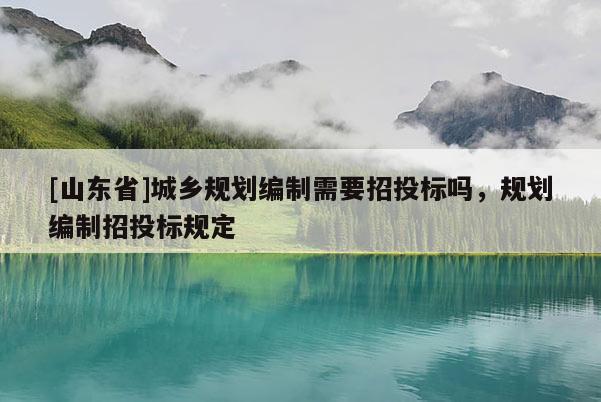 [山东省]城乡规划编制需要招投标吗，规划编制招投标规定