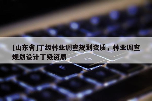 [山东省]丁级林业调查规划资质，林业调查规划设计丁级资质