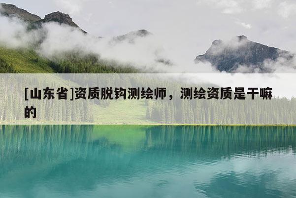 [山东省]资质脱钩测绘师，测绘资质是干嘛的