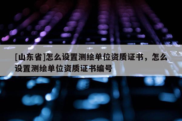 [山东省]怎么设置测绘单位资质证书，怎么设置测绘单位资质证书编号