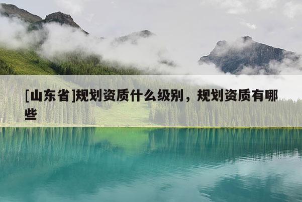 [山东省]规划资质什么级别，规划资质有哪些